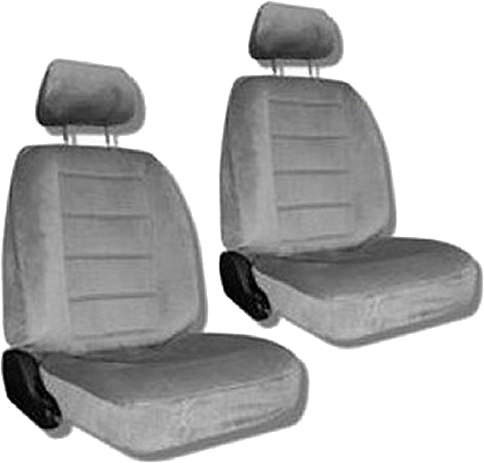 CPR Racing USA 2 Encore Quilted Velour Low Back Bucket Seat Covers with Head Rest Covers for Car Truck SUV - Silver Grey