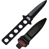 Tekna&reg; Ocean Edge&reg; Dive Knife &ndash; Chisel Tip Diving Knife, Black Sheath | Essential Scuba Dive Gear, Controlled Cutting with Quick Adjust Velcro Leg Straps and Sheath - Polished Stainless Steel