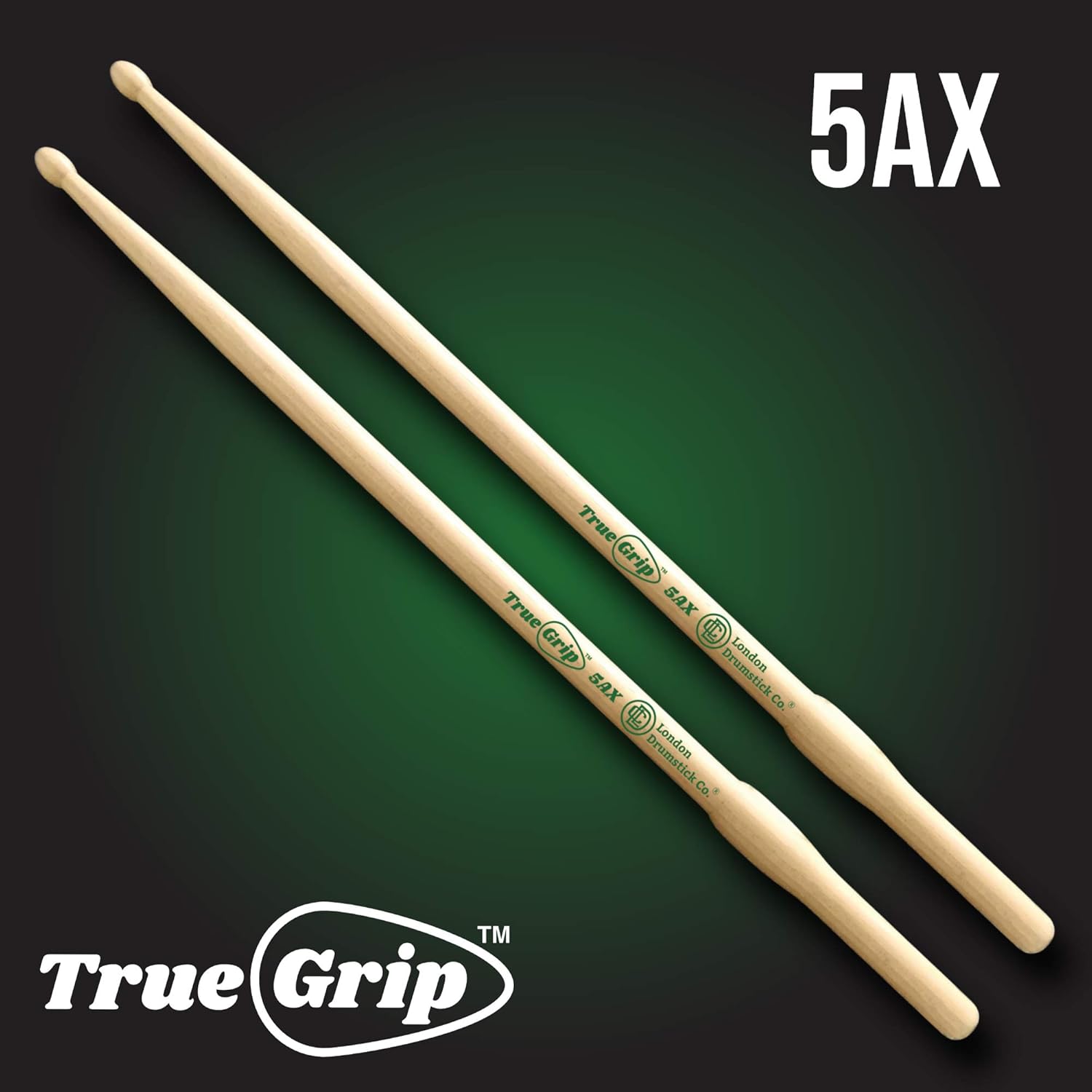 London Drumstick Company TrueGrip Series 5AX drumsticks, gripassist