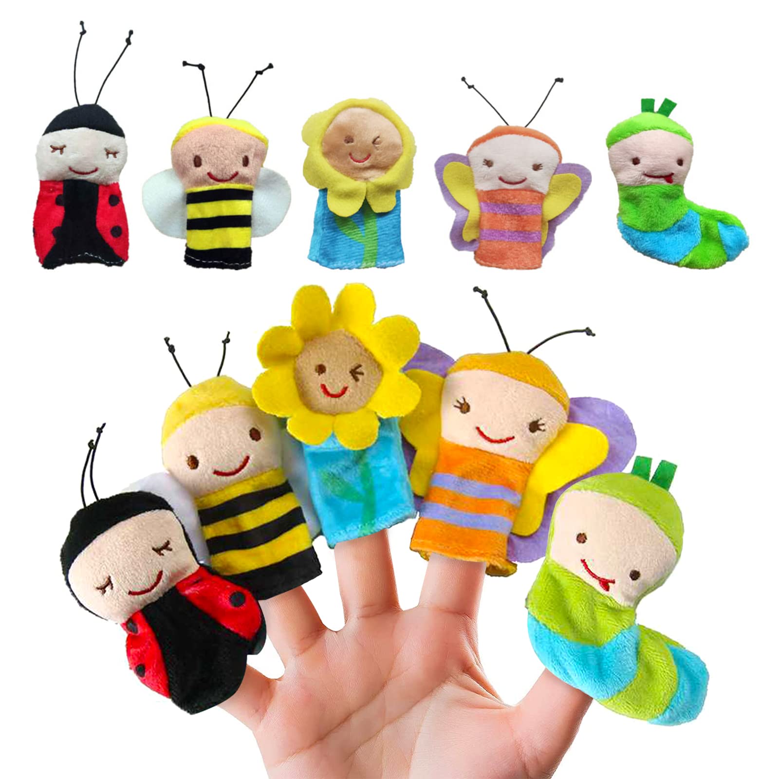 5pcs Finger Puppet,Liwein Animal Finger Puppet Set Finger Doll Props Hand Set Animal Hand Puppets for Children Birthday Kids Party Baptism Baby Story Time (Insects)