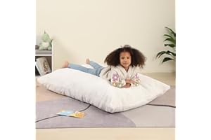 MOMCAYWEX 3-in-1 Kids Bean Bag Chair, Gaint Pillow Mattress for Kids, 35" x 50" x 10", Cream