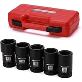 MIXPOWER 5PCS 1" Drive Truck Combination Budd Wheel Impact Socket Set, 33mm, 35mm x 17mm, 1-1/2" x 13/16", 38mm x 20mm, 41mm x 21mm