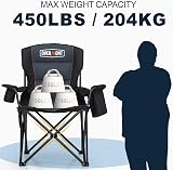 Overmont Oversized Camping Chair 450LBS Heavy Duty with Cooler Bag & Back view 4