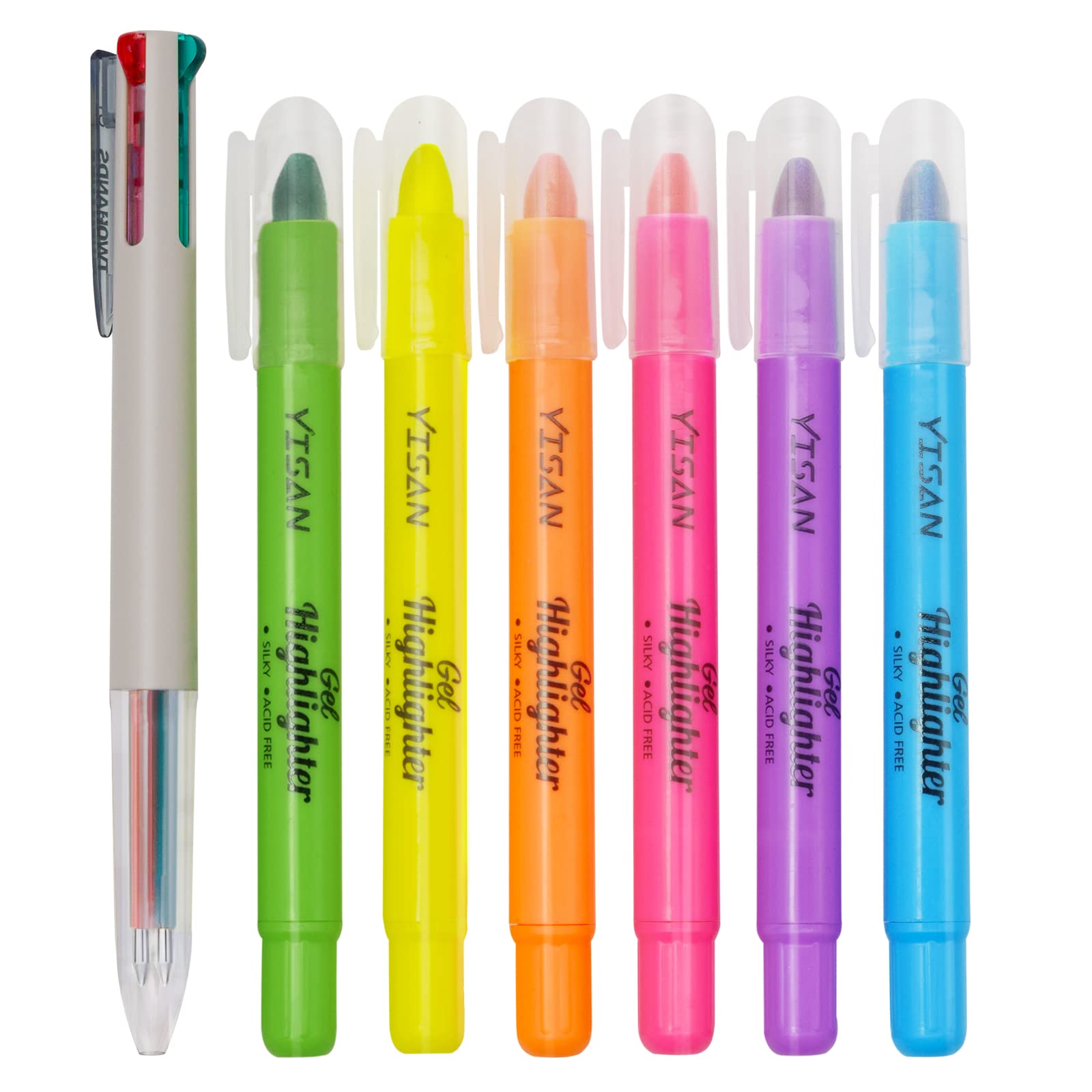 YISAN Bible Highlighters and Pens No Bleed,Bible Study Supplies,6 Gel Highlighters and Multicolor Pen for Journaling,Dry Markers,70603