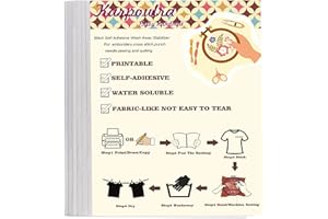 Karpoulra 12 Sheets 8.5"x11" Sticky Water Soluble Embroidery Stabilizer, Dissolvable Printable Self Adhesive Wash Away Stabilizer for Print or Draw Patterns Hand Machine Embroidery