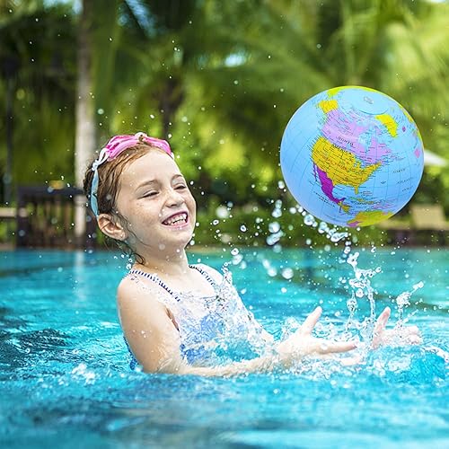 Dshengoo 12 Pcs Inflatable Globe Beach Balls,16 Inch Swimming Pool Toys,Kids Summer Water Ball for Beach Playing,Teaching,Party 　並行輸入 Dshengoo 12 Pcs Inflatable Globe Beach Balls,16 Inch Swimming Pool  Toys,Kids Summer Water Ball for Beach Playi