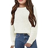 Girls Knit Sweaters Kids Fashion Chunky Crewneck Pullover Jumper Tops 5-14 Years