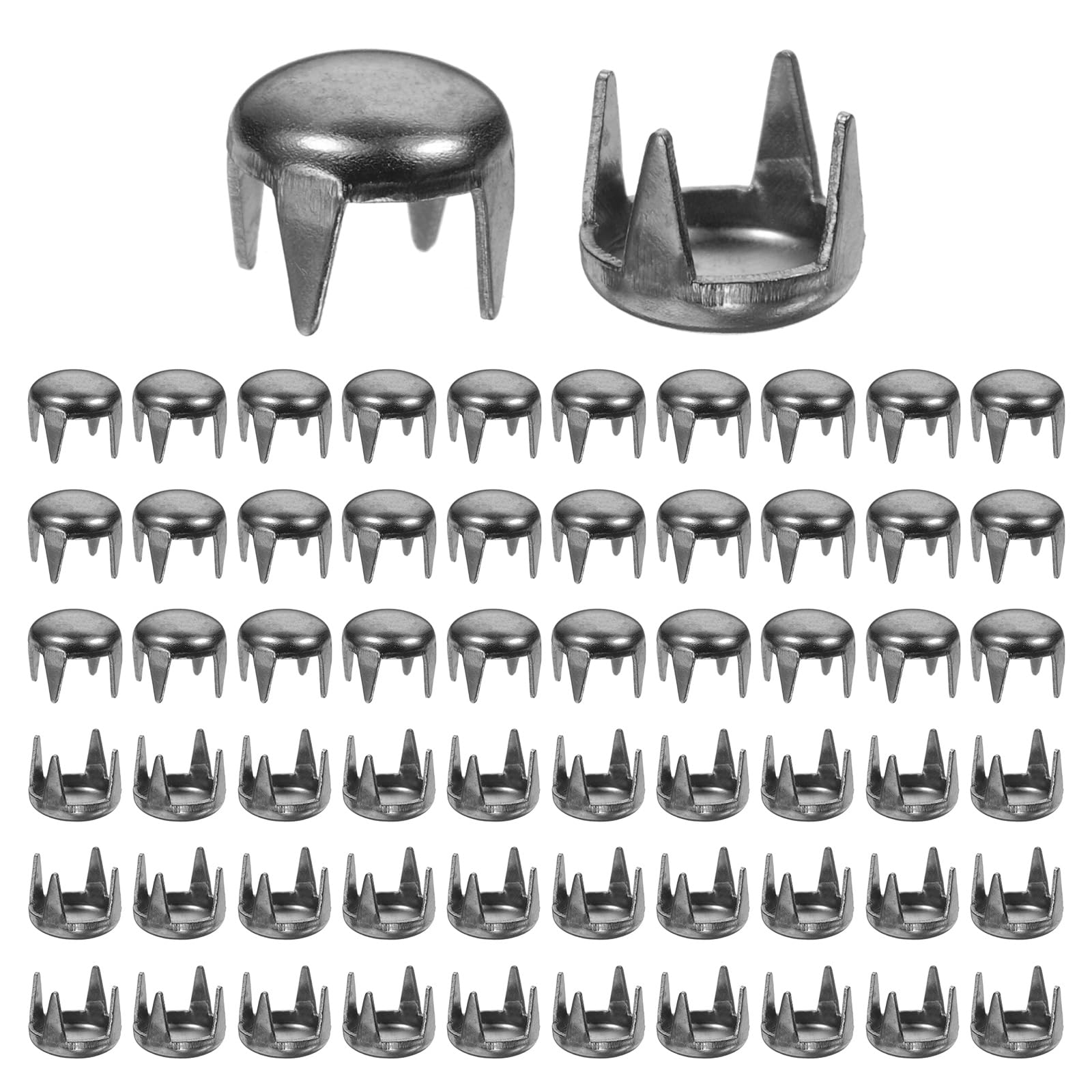 Photo 1 of TIXIPEM Round Dome Rivets [100pcs] - 4mm Round Dome Studs Metal Claw Beads Nailhead Rivets Spike Studs for Leather Craft & Hat & Clothes & Belt & Bracelet Accessories - [Black]