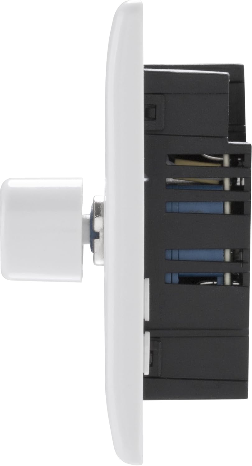 BG Electrical 882P01 Double Round Push Button Dimmer Light Switch