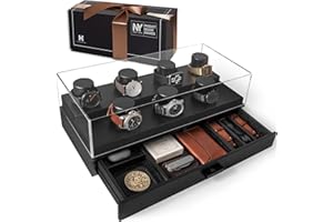 HOLME & HADFIELD Elevate Your Watch Collection with The Collector – Premium Watch Display Case for 7 Watches – Christmas Gift for Men – Wooden Mens Watch Box & Watch Case – Lifetime Assurance Included