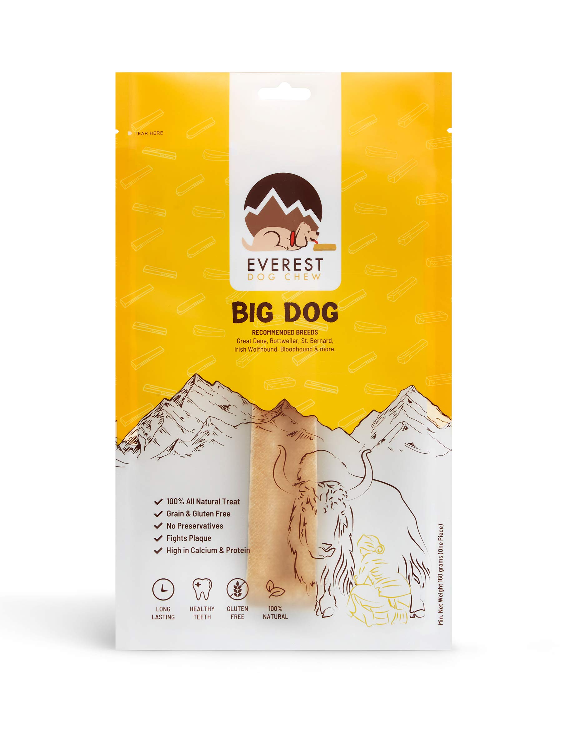 Yak Chew for Dogs (Big Dogs), Everest Dog Chew ™, 160grams yak milk dog chew, Authentic, Original Yak Chew