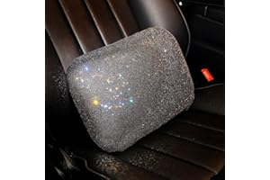 Carwales Lumbar Support Pillow Summer Decorative for Car Soft Bling Accessories Sparkly Diamond Rhinestone for Women Girls, Universal Office Chair Lower Back Cushion Rubber Black