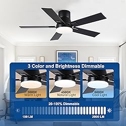 42 Inch Ceiling Fans with Lights and Remote,Flush