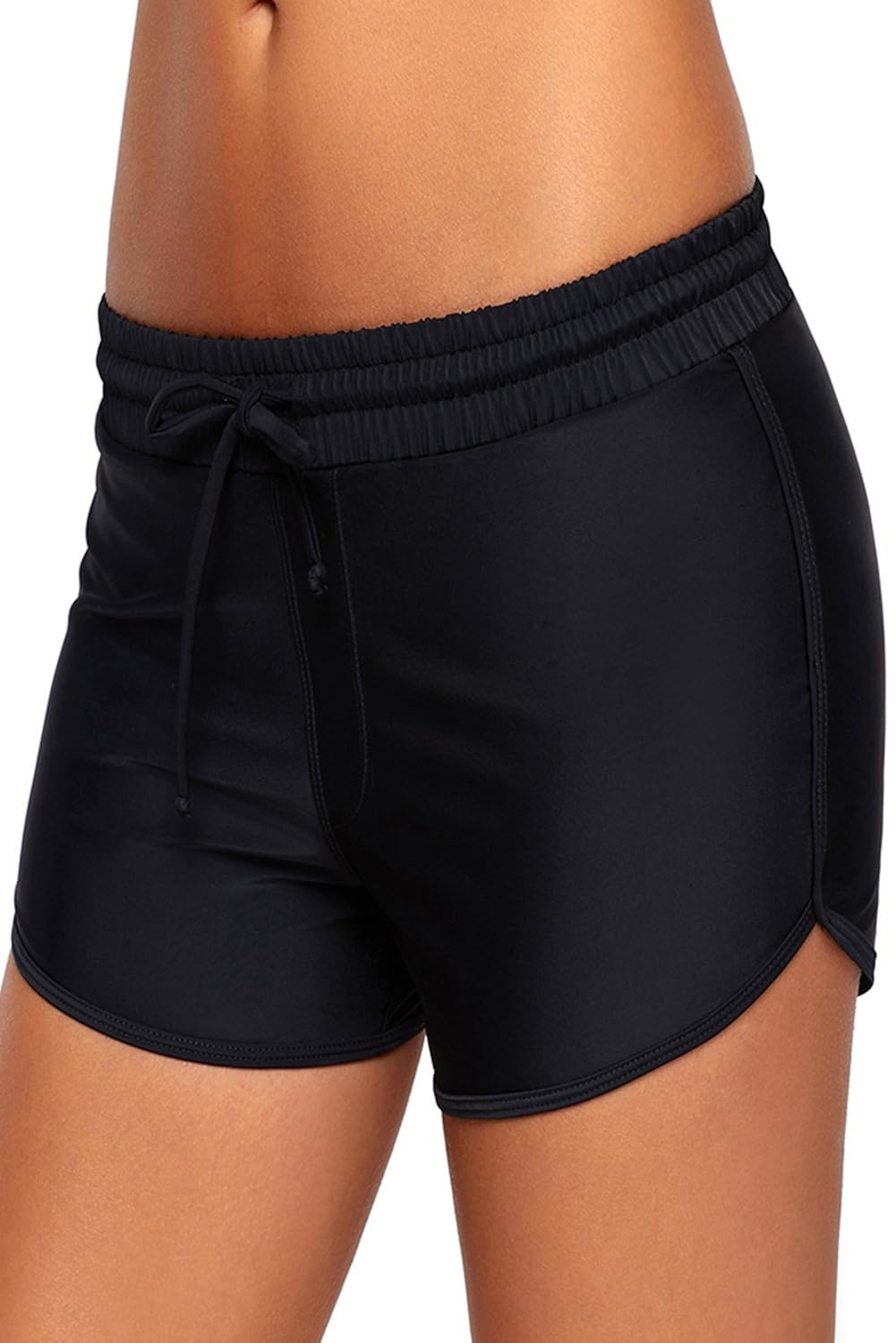 boldgal women's bathing swim waist borad shorts (black)