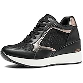 AoustruFit Wedge Sneakers for Women Non-Slip Womens Fashion Sneakers Casual Glitter Mesh Walking Shoes Lightweight Platform Work Shoes
