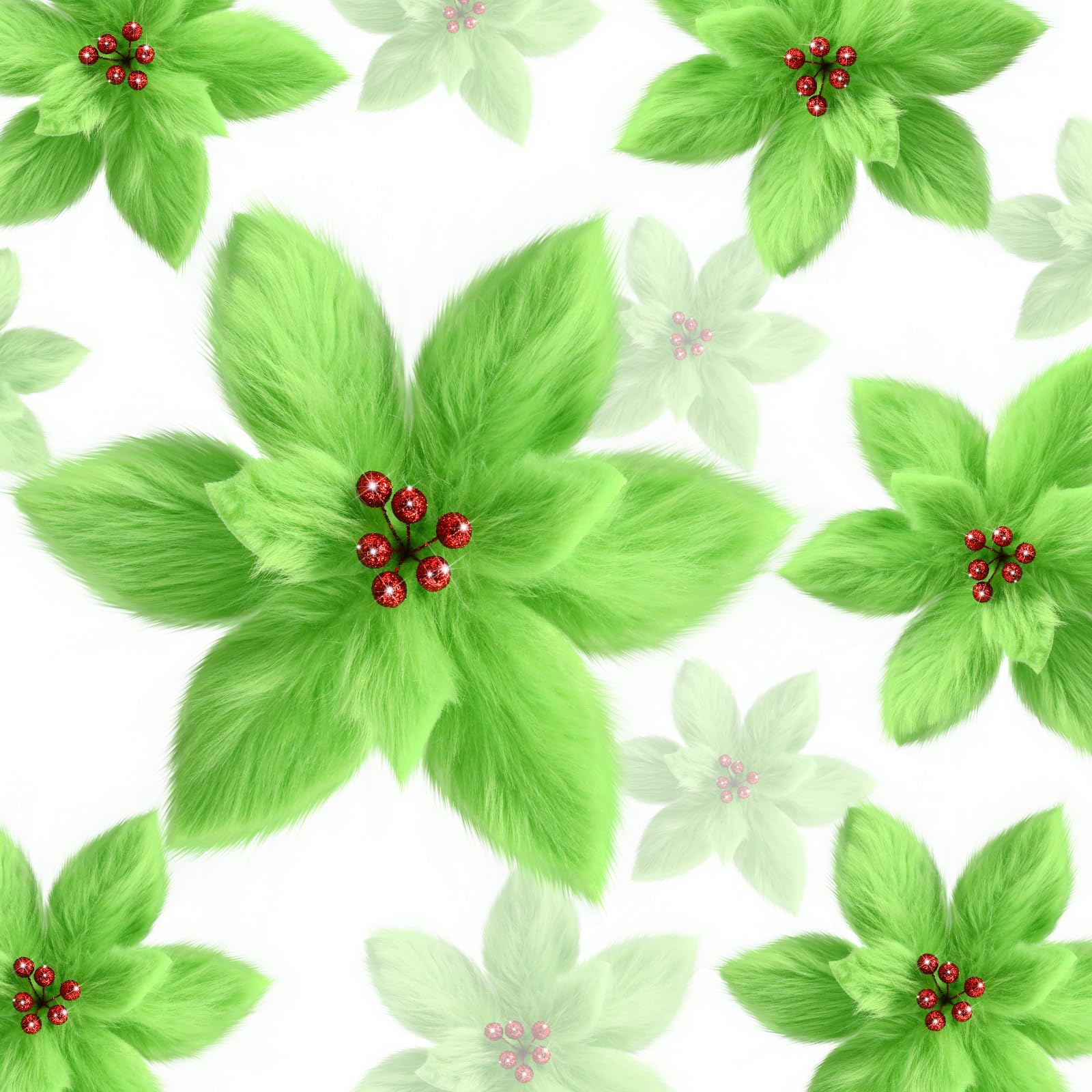 Chunyin 8 Pcs Christmas Poinsettia Plush Christmas Tree Flowers Artificial Faux Flowers Decoration Christmas Tree Picks Poinsettia Ornaments for Xmas New Year Home Outdoor Decoration (Green)