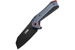 CJRB CUTLERY CJRB Tigris Tactical Knife, Pocket Knife with AR-RPM9 Powder Steel Black PVD Blade Black & Blue G10 Handle for EDC Camping Hunting (J1919)