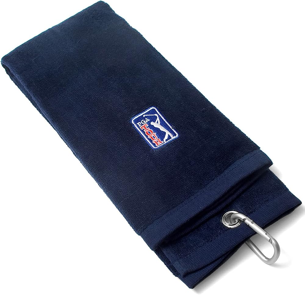 PGA TOUR Golf Towel 100% Cotton Large 16.5x19 Trifold Clip