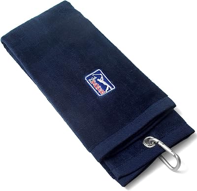 PGA TOUR Golf Towel 100% Cotton Large 16.5x19 Trifold Clip