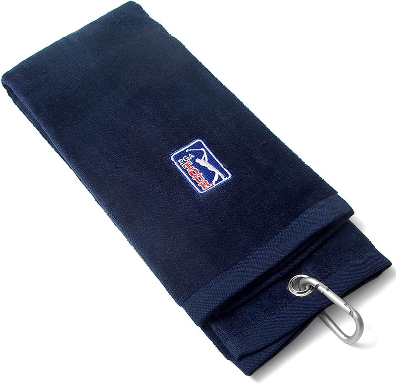 PGA TOUR Golf Towel 100% Cotton Large 16.5x19 Trifold Clip