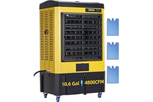 Sungdogin Evaporative Air Cooler,4800 CFM Swamp Cooler w/ 10.6 Gal Tank,Portable Air Conditioners for Indoor Outdoor Use,High Velocity Water Cooling Fans That Blow Cold Air for Patio Garage Room Shop