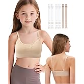 iMuchic Clear Straps Dance Bra for Girls, 8-16 Years Training Ballet Gymnastics Sports Seamless Bralette with Silicone Covers