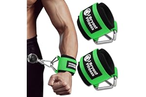 J Bryant Fitness Wrist Cuffs for Cable Machines – Heavy Duty Adjustable Wrist Straps with 7mm Neoprene Padding for Strength T