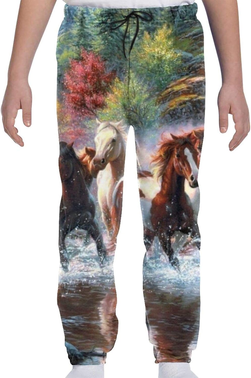 Eight Horses Running Horse Teens Active Fleece Jogger Pants Causal Sweatpants
