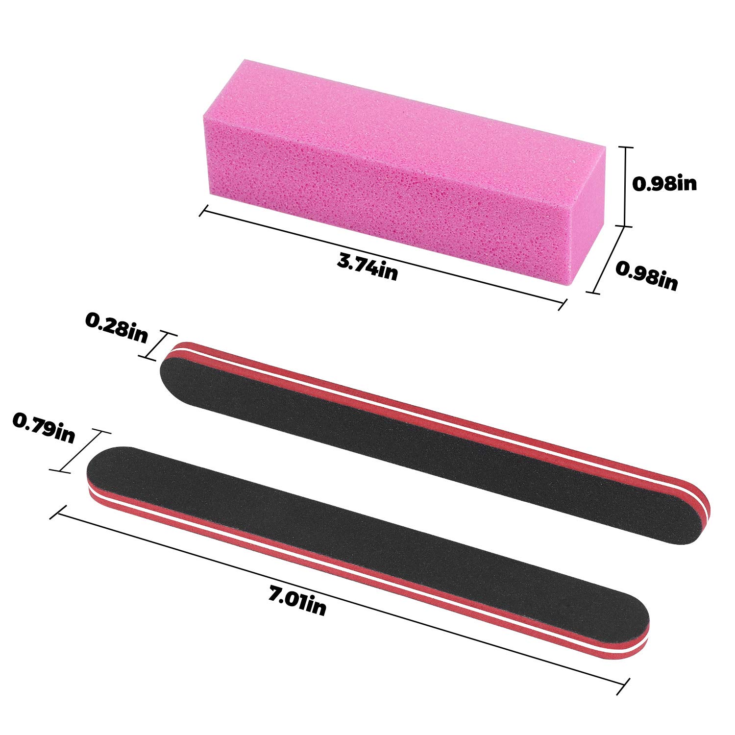 Nail Files and Buffers, 100/180 Grit Nail File and Rectangular Art Care Buffer Block Tools by HAWATOUR : Beauty