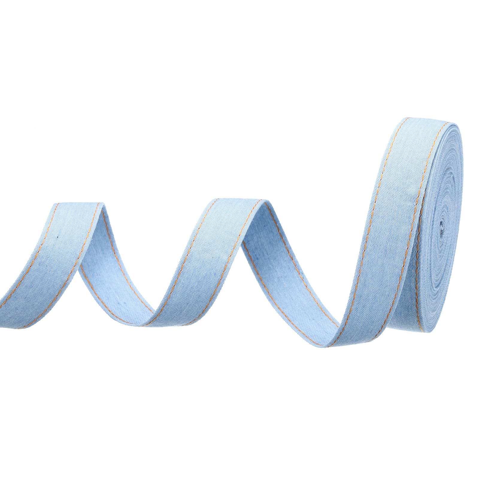PATIKIL 1" Denim Ribbon, 1 Roll 11 Yard Layering Jean Fabric Craft Strip for Bow DIY Making Hair Clip Garment Sewing Decorations, Light Blue