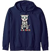 Cute Pitbull dog Sugar Skull Fun Dia de Muertos Calavera Zip Hoodie