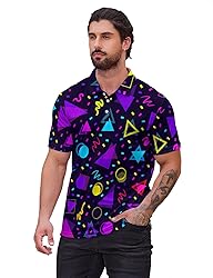 Xdceu Men’s Golf Polo Shirts Retro 80s Print Mens