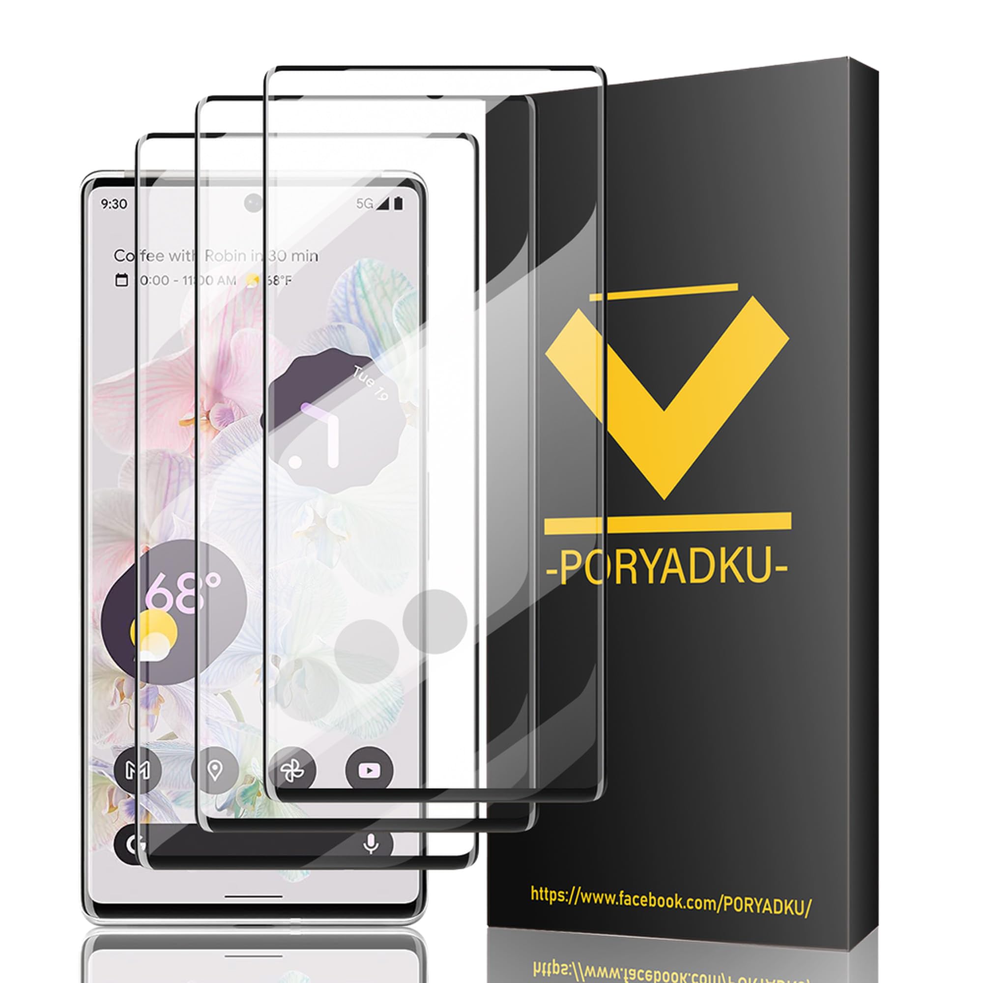 Photo 1 of 3 Pack Tempered Glass For Google Pixel 6 Pro Screen Protector[3 Pcs], 9H hardness Scratch resistant, Fingerprint Compatible with Pixel 6 Pro 5G Glass Screen Protector
