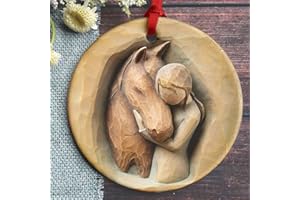 LIXCANVAS Girl Loves Horse Ceramic Ornament, Horse Ornament, Christmas Birthday Keepsakes Gift for Women Girls Lady Horses Lovers, Christmas Birthday Gift, Christmas Tree Decorations - PTU - DH