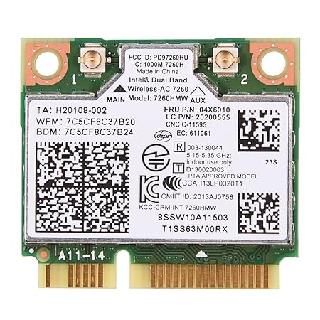 Fosa Lenovo ThinkPad AC Intel 7260 7260HMW Dual Band WiFi Bluetooth 4.0 WLAN Card 04 X 6010 Kapazität oben, modernste Core Pr