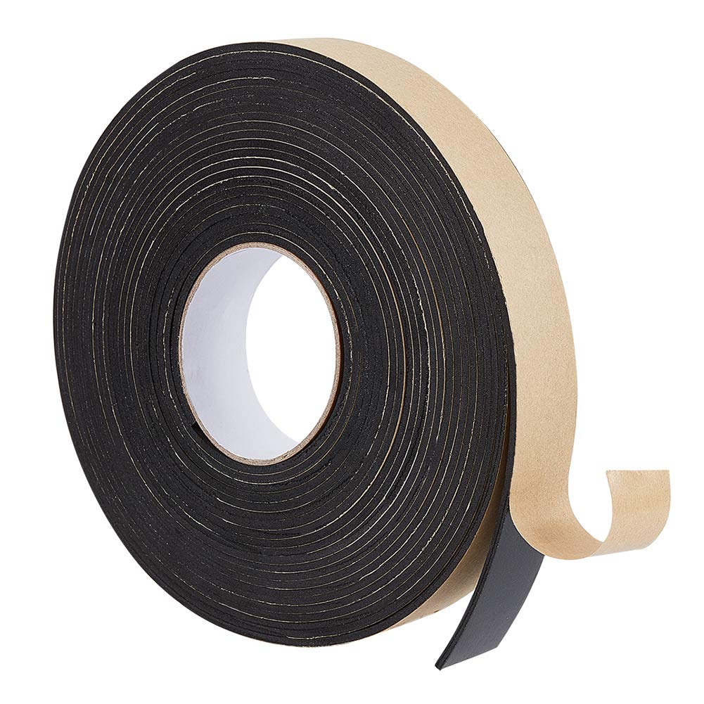 BENECREAT Self Adhesive Foam Strip 10 m(L) x 30 mm(W) x 3mm(T) Black Single Sided Weather Stripping Foam Seal Tape for Window Door Insulation Gap Sealing (10m/Roll)