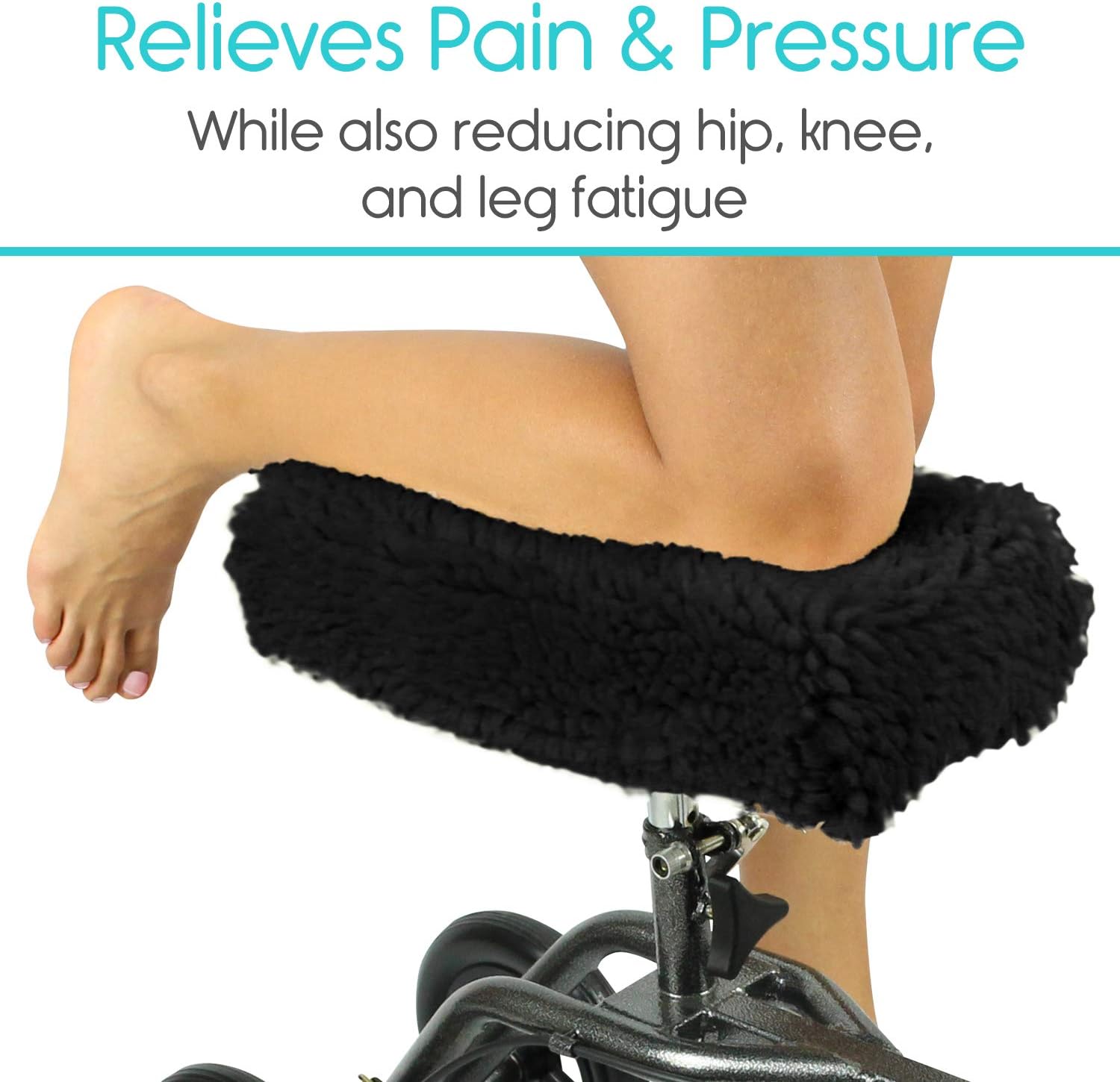 Vive Mobility Knee Walker Pad Cover - Plush Synthetic Faux Sheepskin Scooter Cushion - Accessory for Knee Roller - Leg Cart Improves Comfort During Injury - Padded, Washable Protector Pillow: Health & Personal Care