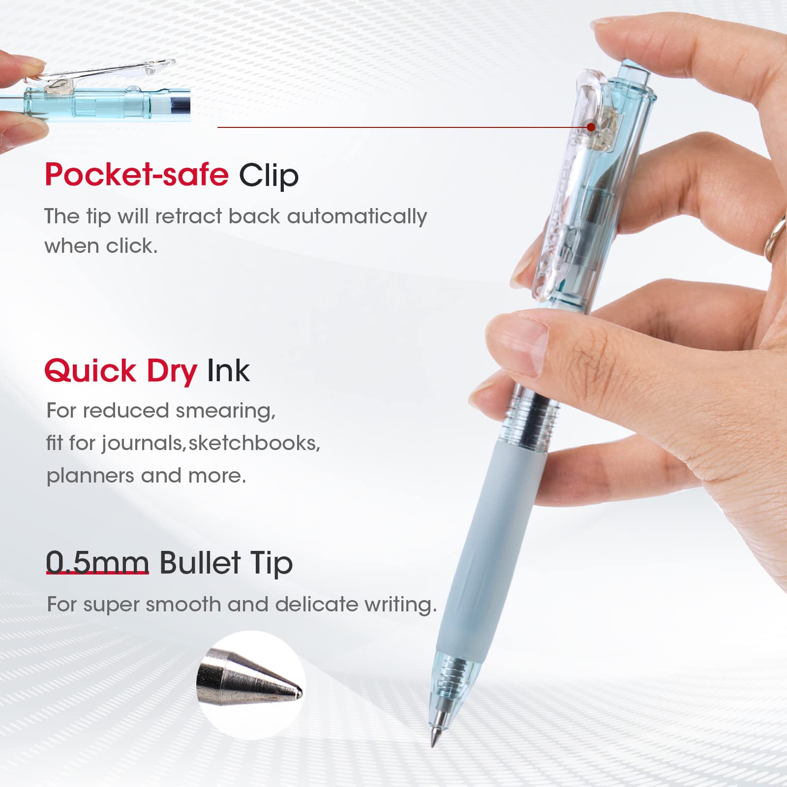 WRITECH Retractable Gel Pens Quick Dry Ink Pens 0.5mm Bullet Multicolor For Journaling, Drawing, Doodling, and Notetaking (Multicolor)