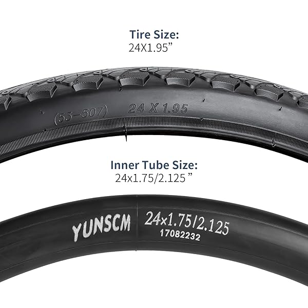 YUNSCM 2-PCS 24″ ROAD BIKE TIRES 24 X 1.95/53-507 AND 24″ BIKE TUBES SCHRADER VALVE COMPATIBLE WITH 24X1.90 24X1.95 24X2.0 BIKE BICYCLE TIRES AND TUBES (Y-705)