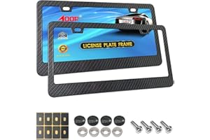Aootf License Plate Frame Carbon Fiber- Black Aluminum Car Tag Holder Cover Printed Carbon Pattern with Screws Caps, Front & Rear 2 Pack