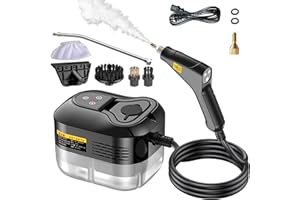 DOCREATE Handheld Steam Cleaner, Portable Steamer for Cleaning with 9pcs Accessories, 6-Level Adjustable Handle, 12s Heat-Up, 1200ml Tank, Steam Cleaner for Home,Dirt,Grout,Tile,Floor,Couch and Car (Black)