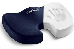 ComfiLife Premium Comfort Seat Cushion - Non-Slip Orthopedic 100% Memory Foam Coccyx Cushion for Tailbone Pain - Cushion for Office Chair Car Seat - Back Pain & Sciatica Relief (Navy)