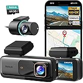 BOTSLAB 4K Dash Cam Front and Rear, 170° Ultra Wide 4K+2K Dashcam with ADAS, Night Vision, 24/7 Parking Mode, Sony STARVIS Sensor, WDR, Free 64GB SD Card, 5.8GHz WiFi, Built-in GPS, Loop Recording