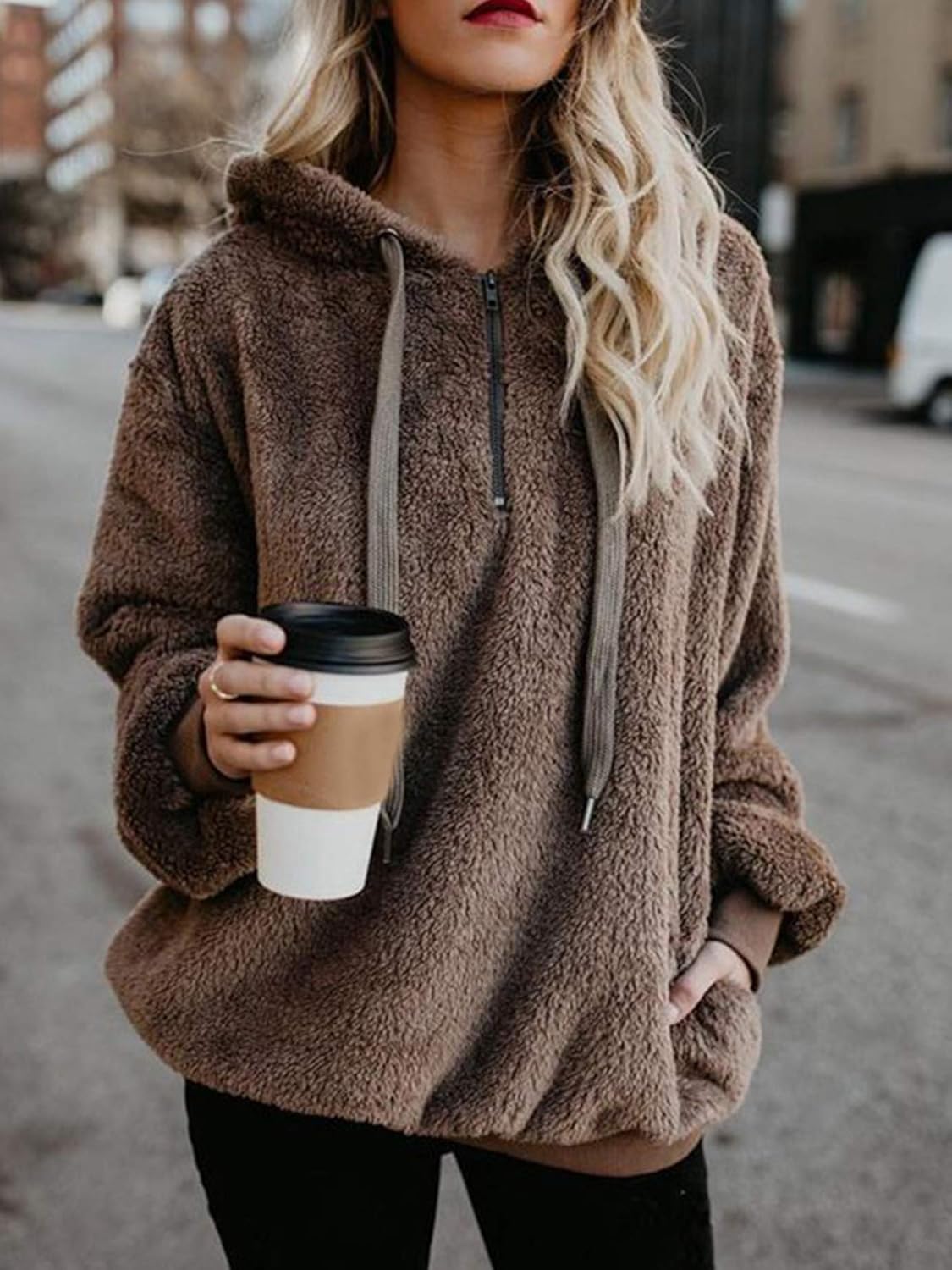 American Trends Oversized Sweatshirts for Women Athletic Womens Sherpa Hoodie Fluffy Women's Hoodies Pullover with Pockets at  Women’s Clothing store