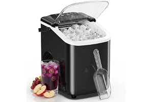 Sweetcrispy Countertop Ice Maker with Scoop, Basket and Handle, Portable Ice Machine 9 Cubes Ready in 6 Mins, 26.5lbs in 24Hr