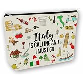 Girlly Italy Travel Essentials Gift: Small Makeup Bag Italy Is Calling And I Must Go For Teen Girl &amp; Women Travellers.Ideal Trip Gift Cosmetic Bag For Travel, Birthdays, &amp; Christmas