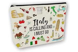 Girlly Inspired Italy Travel Gift: Perfect Small Makeup Bag Italy Is Calling And I Must Go For Teen Girl & Women Travellers.Ideal Trip Gift Cosmetic Bag For Travel, Parties, Birthdays, & Christmas.