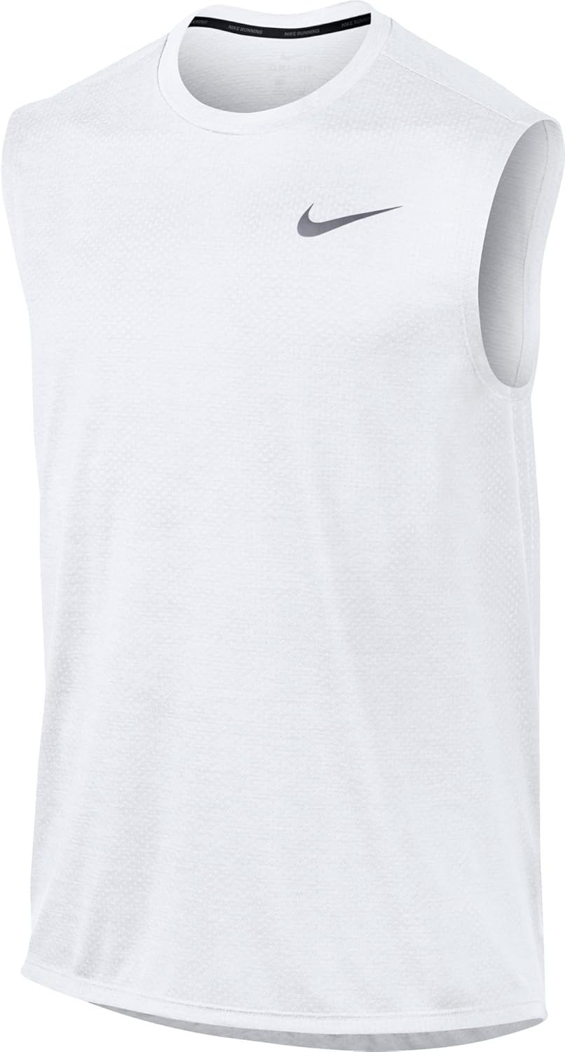 Amazon.com: NIKE Men's Breathe Cool Miler Sleeveless Running Shirt(White/Anthracite, XL): Clothing