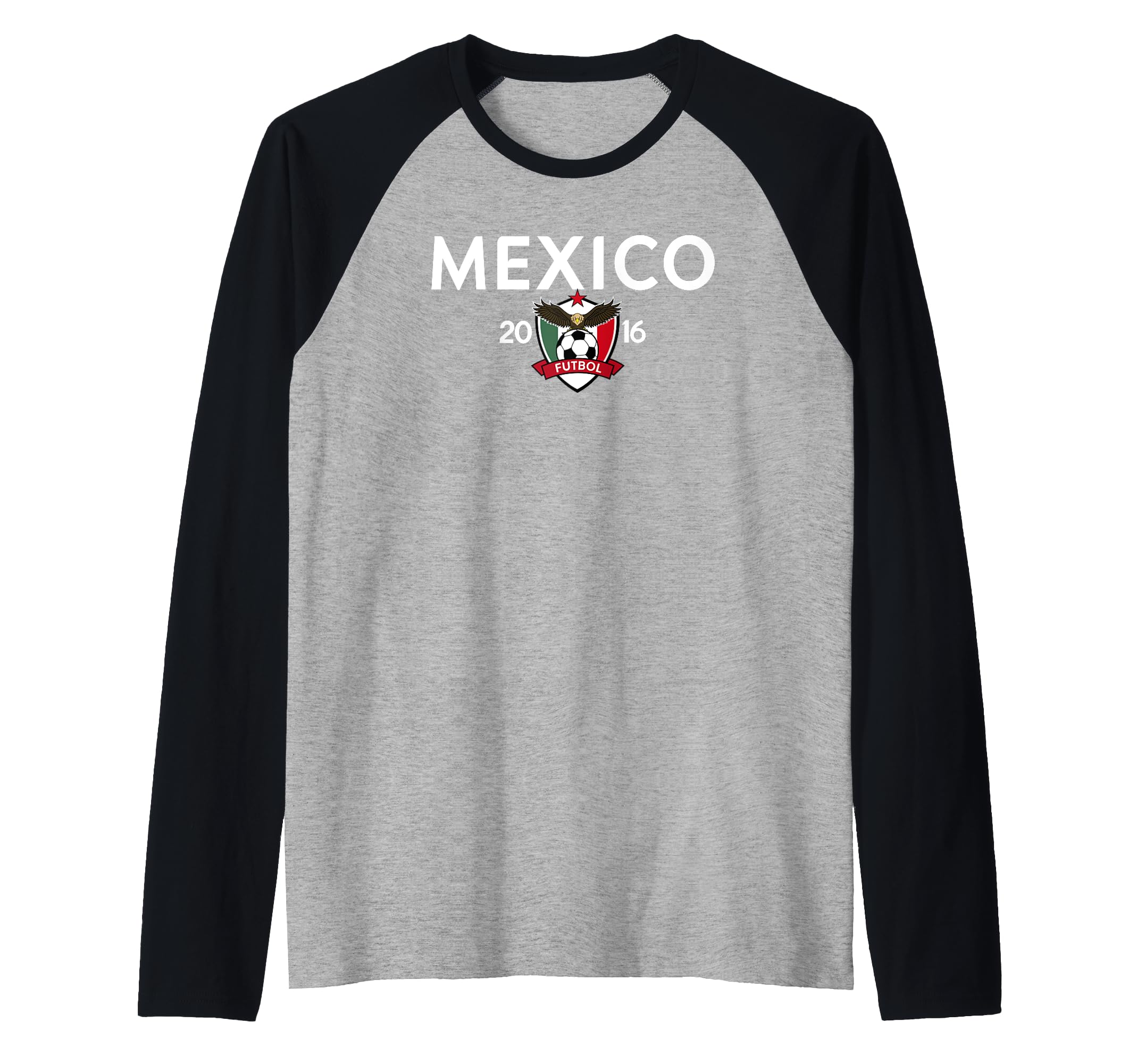 Mexico Bold Text Futbol Club 2016 Raglan Baseball Tee