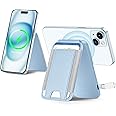 wireless future charger for Magsafe Wallet Stand - Not Power Bank, Magnetic Card Holder for iPhone 15/14/13/12 Series, Vegan Leather, 2 Slots, Fit 6 Cards, RFID Blocking, Light Blue